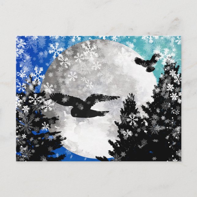 Winter Moon Owls Postcard (Front)