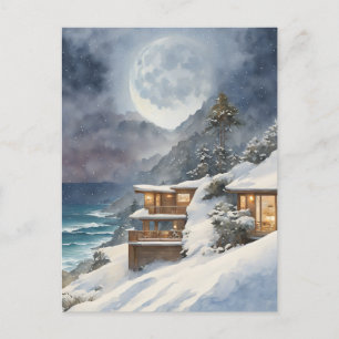 Winter Moonrise Big Sur Postcard