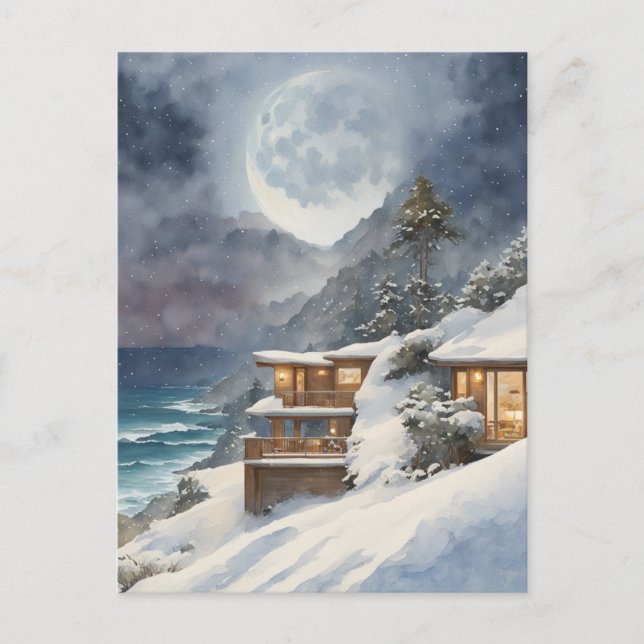 Winter Moonrise Big Sur  Postcard (Front)