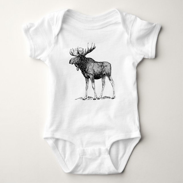 Winter Moose Baby Bodysuit (Front)