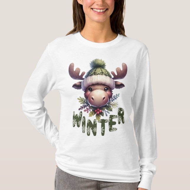 Winter Moose Theme T-Shirt (Front)