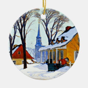 Winter Morning by Clarence Gagnon, Ceramic Tree Decoration