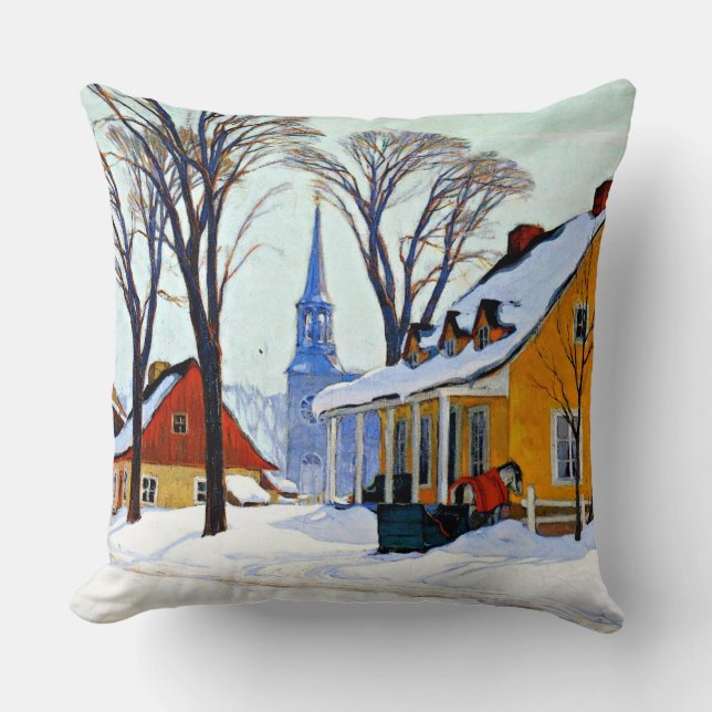 Winter Morning, fine art by Clarence Gagnon Cushion (Front)
