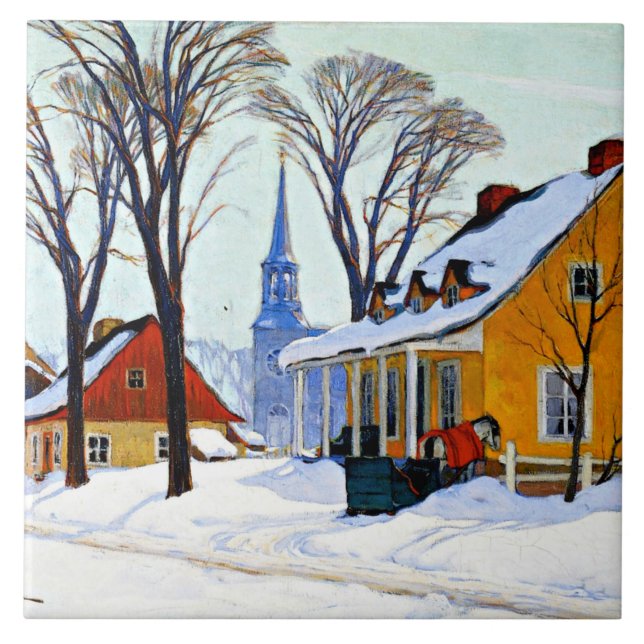 Winter Morning, fine art by Clarence Gagnon Tile (Front)