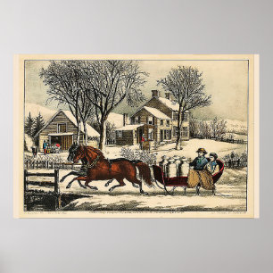 Winter Morning in the Country Currier & Ives Poster