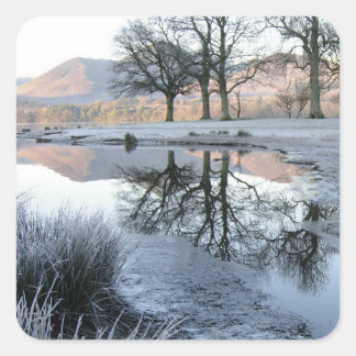 Winter Morning: Strandshag Bay, Derwentwater Square Sticker