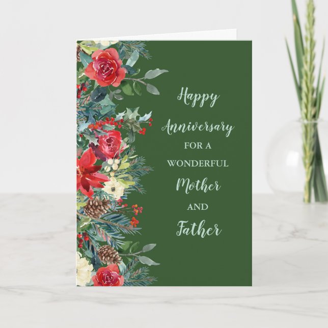 Winter Mother and Father Anniversary Card (Front)