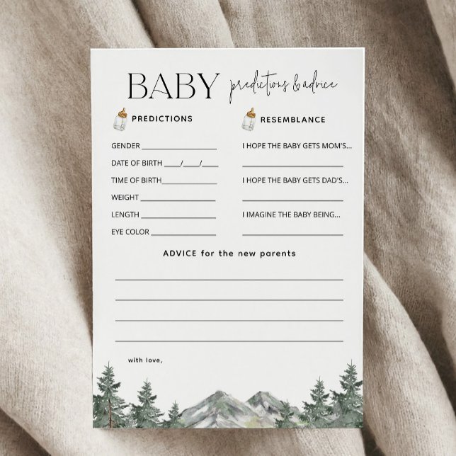 Winter Mountain Baby Shower Predictions and Advice Invitation (Creator Uploaded)