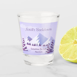 Winter Mountain Bachelorette Personalized  Shot Glass