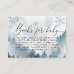 Winter Mountain Blue Snowflakes Book Request Enclosure Card<br><div class="desc">Rustic baby shower book request card featuring watercolor illustration of snowy mountain with pine tree forest and blue snowflakes. The card asks guests to bring in a new or used children's book instead of a card.</div>