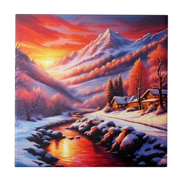 Winter Mountain Cabin Tile (Front)