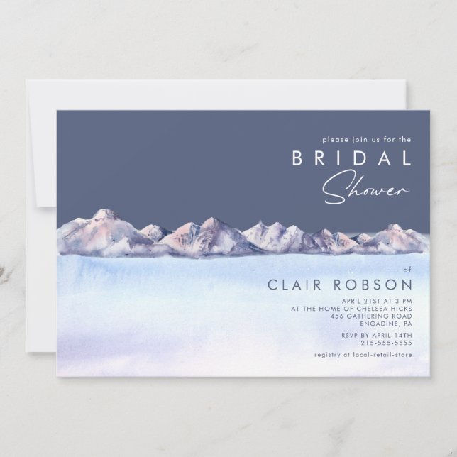 Winter Mountain Evening Bridal Shower Invitation (Front)
