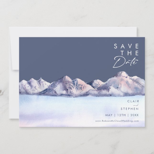 Winter Mountain Evening Horizontal Save The Date (Front)