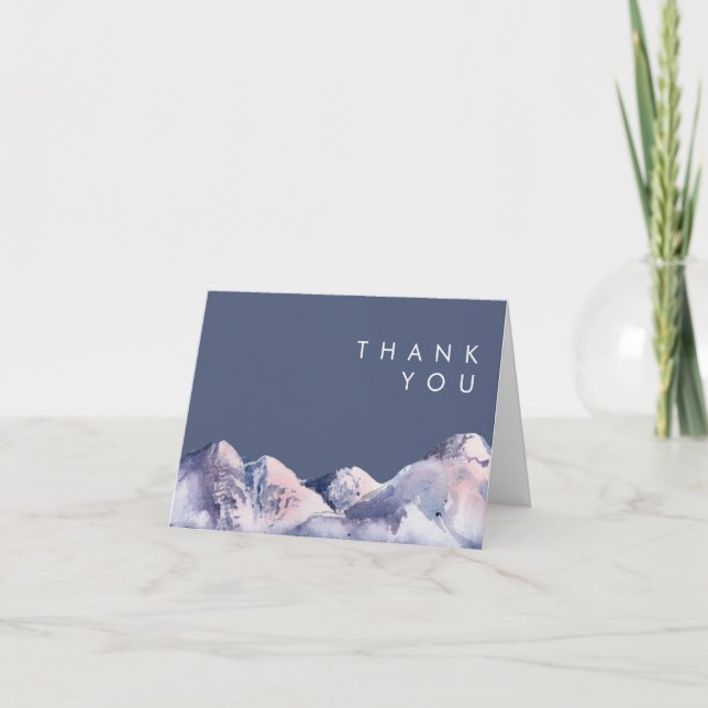 Winter Mountain Evening Thank You Card (Front)