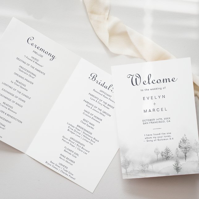 Winter Mountain Forest Folded Wedding  Programme (Creator Uploaded)