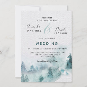 Winter Mountain Forest Rustic Wedding Invitation
