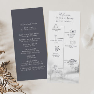 Winter Mountain Forest Timeline Wedding  Program Programme