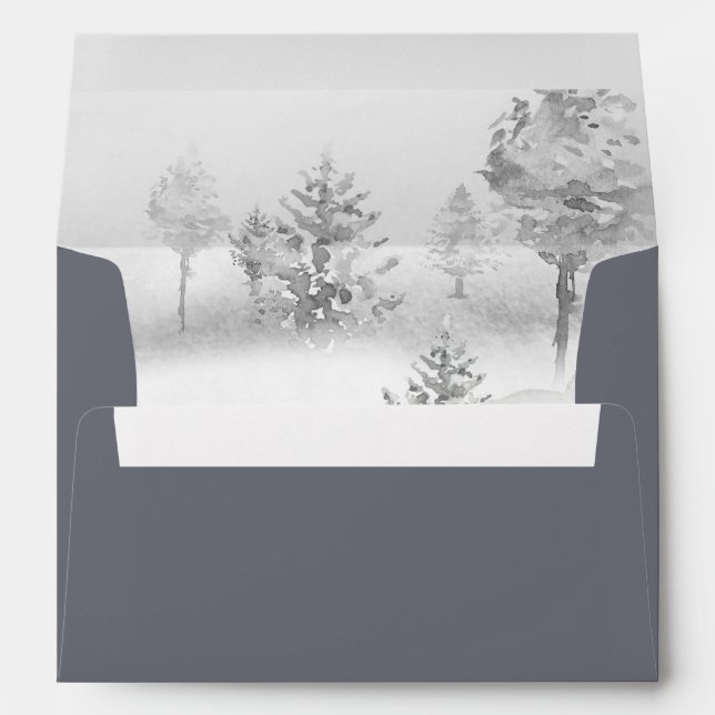 Winter Mountain Forest Wedding Envelope (Back (Bottom))