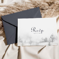 Winter Mountain Forest Wedding Menu Choice Reply