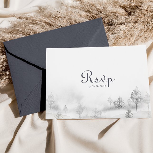 Winter Mountain Forest Wedding Menu Choice Reply Postcard (Creator Uploaded)