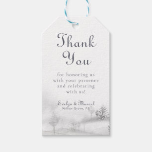 Winter Mountain Forest Wedding Thank You Gift Tags