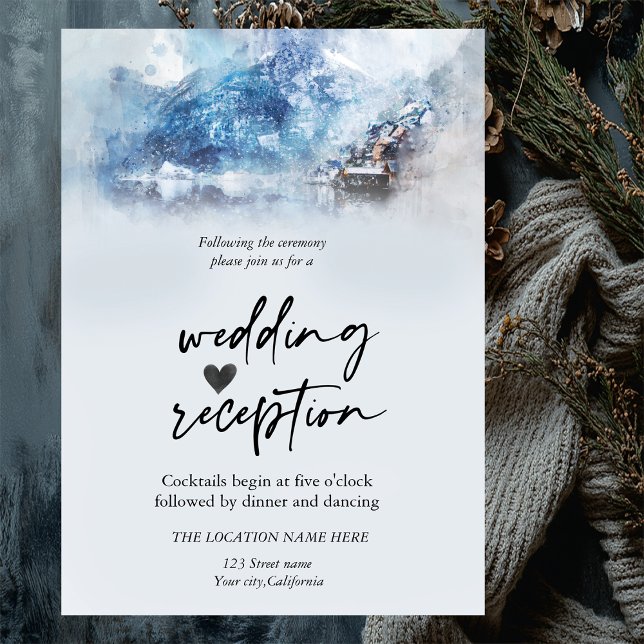 Winter Mountain Lake Reception  Invitation (Creator Uploaded)