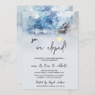 Winter Mountain Lake Wedding Elopement Invitation