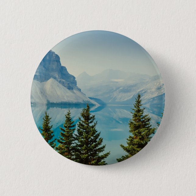 winter mountain lakes 6 cm round badge (Front)