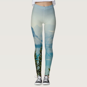 winter mountain lakes leggings