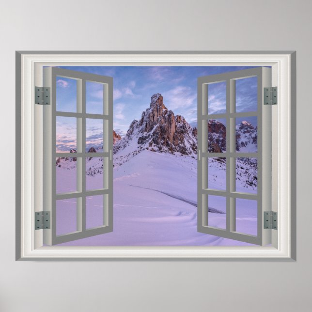 Winter Mountain Monument Valley USA Faux Window Poster (Front)