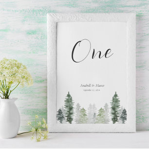 Winter Mountain Pine Trees Table card