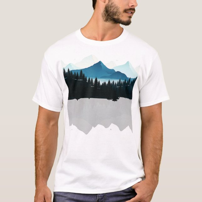 Winter Mountain Relaxing Country View Camping Hiki T-Shirt (Front)