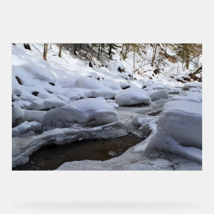Winter Mountain River – Wild Nature Romania Acrylic Sign