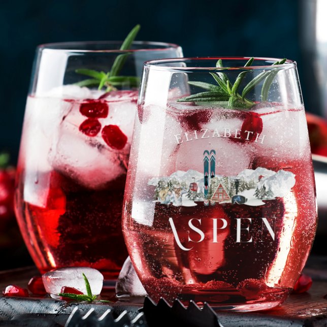 Winter Mountain | Ski Bachelorette Party Stemless Wine Glass (Creator Uploaded)