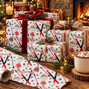 WInter Mountain Ski Trip Theme Pattern Wrapping Pa Paper