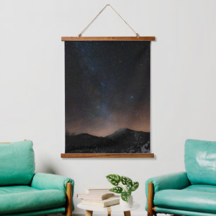 Winter mountain Snežnik under the starry night sky Hanging Tapestry