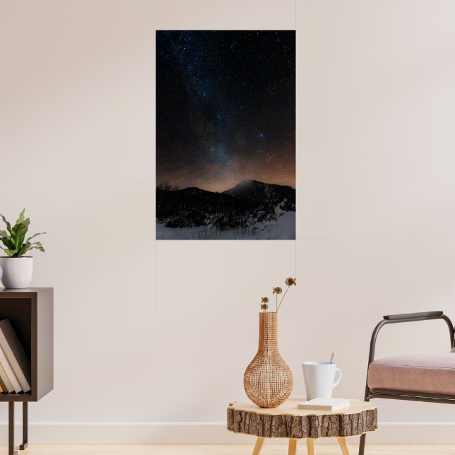 Winter mountain Snežnik under the starry night sky Poster (Living Room 3)