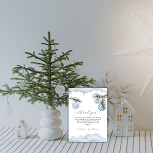 Winter Mountain Snowflake Ornament Baby Shower Thank You Card
