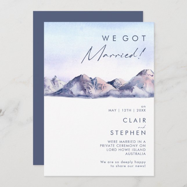 Winter Mountain Sunset Elopement Announcement (Front/Back)