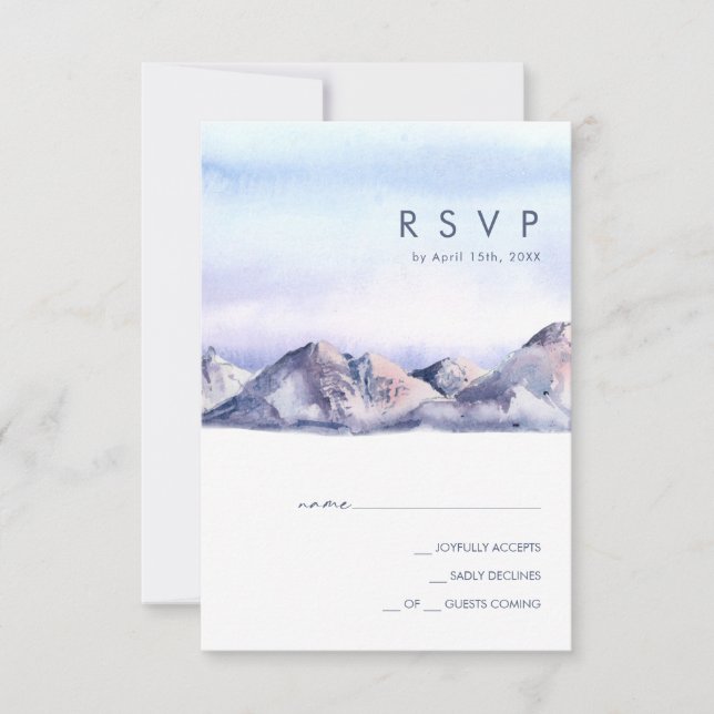 Winter Mountain Sunset RSVP Card (Front)