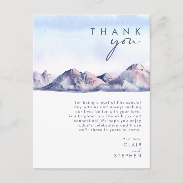 Winter Mountain Sunset Thank You Card (Front)