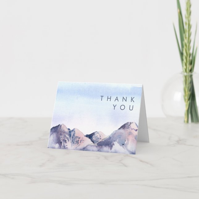 Winter Mountain Sunset Thank You Card (Front)