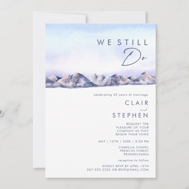 Winter Mountain Sunset We Still Do Renewal Invitation (Front)
