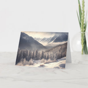Winter Mountain Valley For Christmas Holiday Card