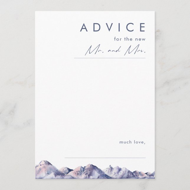 Winter Mountain Wedding Advice Card (Front)
