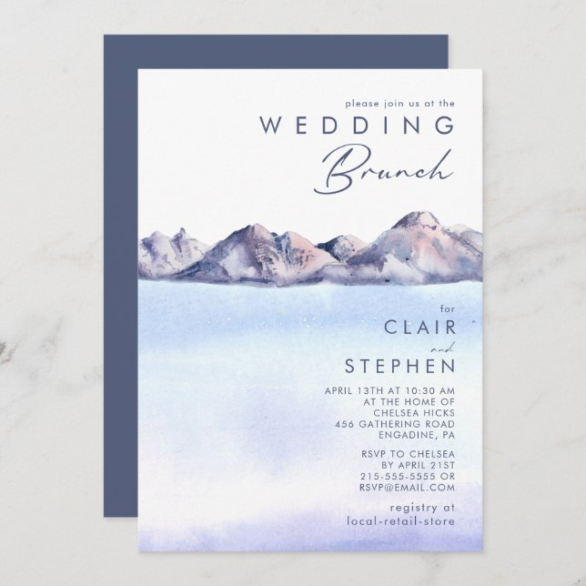 Winter Mountain Wedding Brunch Invitation (Front/Back)