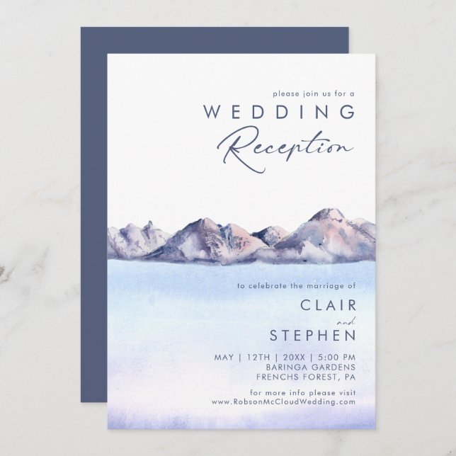 Winter Mountain Wedding Reception Invitation (Front/Back)