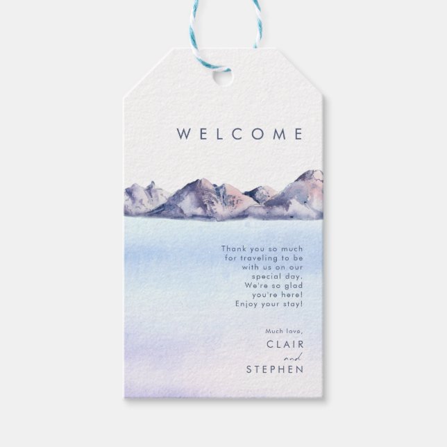 Winter Mountain Wedding Welcome Gift Tags (Front)