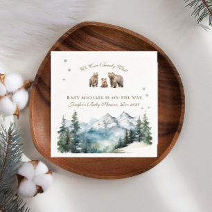 Winter Mountains Bear Adventure Baby Shower Napkin