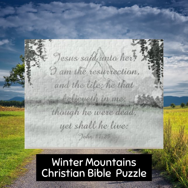Winter Mountains Christian Bible Quote  Jigsaw Puzzle (Creator Uploaded)